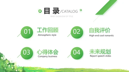 绿色清新园林个人述职报告动态PPT模板