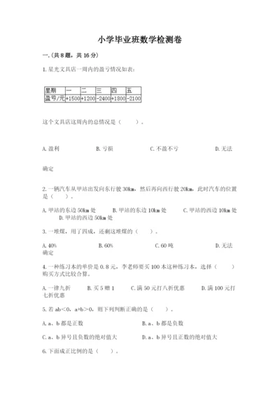 小学毕业班数学检测卷（精华版）.docx