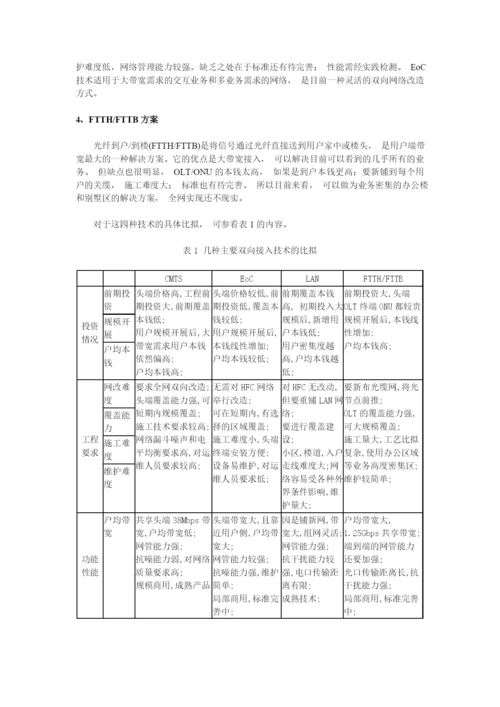 有线网络发展和几种双向接入技术比较.docx