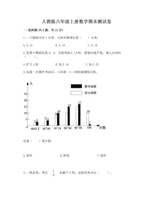 人教版六年级上册数学期末测试卷含答案【a卷】.docx