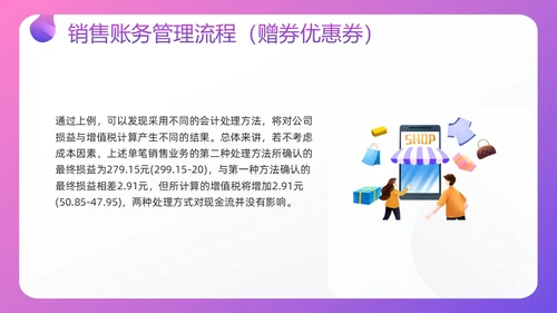 紫色插画电商行业会计处理流程PPT模板宣传PPT动态PPT财务知识培训