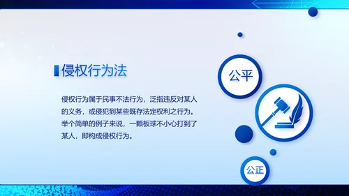 蓝色科技与法律法规宣传PPT动态模板