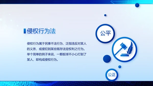 蓝色科技与法律法规宣传PPT动态模板