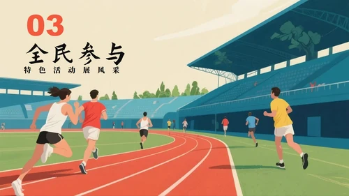 蓝色卡通插画风全国全民健身日科普PPT模板