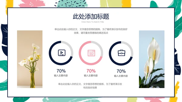 彩色简约印花小清新通用PPT演示模板