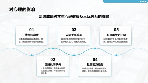 蓝色3D风网络成瘾危害与自我管理PPT模板