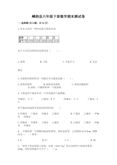 嵊泗县六年级下册数学期末测试卷（典优）.docx