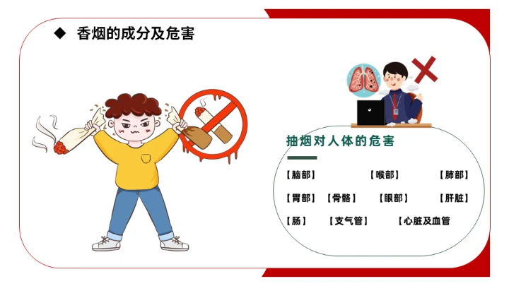 创无烟学校禁烟课件通用PPT模板