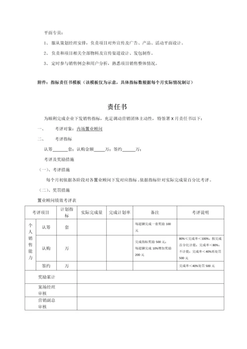 房地产优质项目营销部组织架构薪资综合体系岗位基础职责及绩效综合考核责任指经典标书.docx