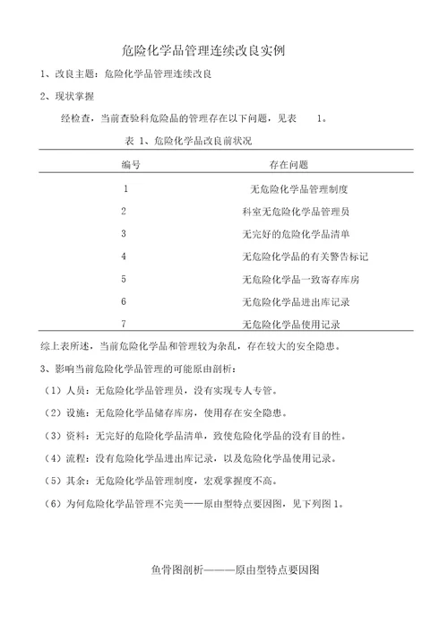 化学危险品管理持续改进