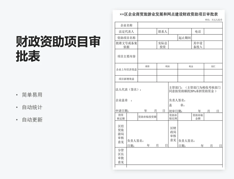 财政资助项目审批表