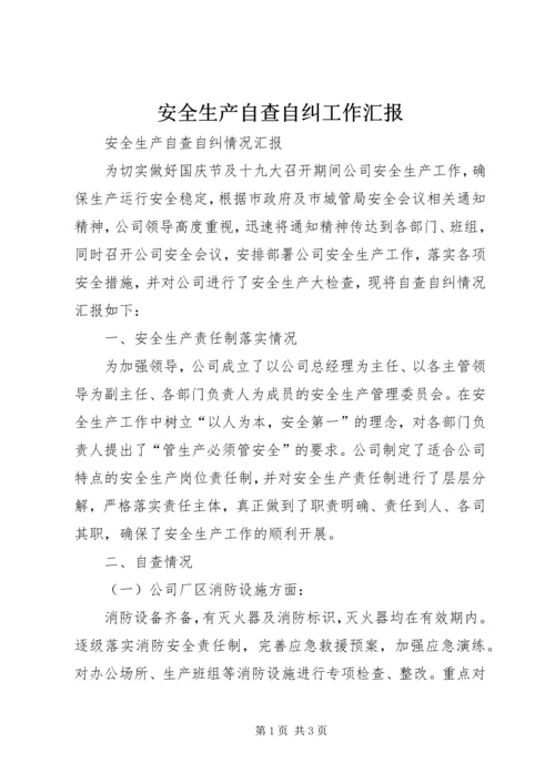 安全生产自查自纠工作汇报精编.docx