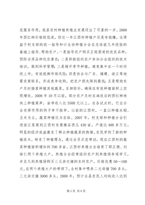 县开展“支部加协会”建设新农村工作情况汇报.docx