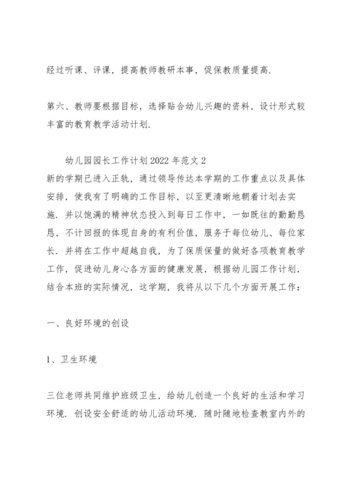 幼儿园园长工作计划2022年范文.docx