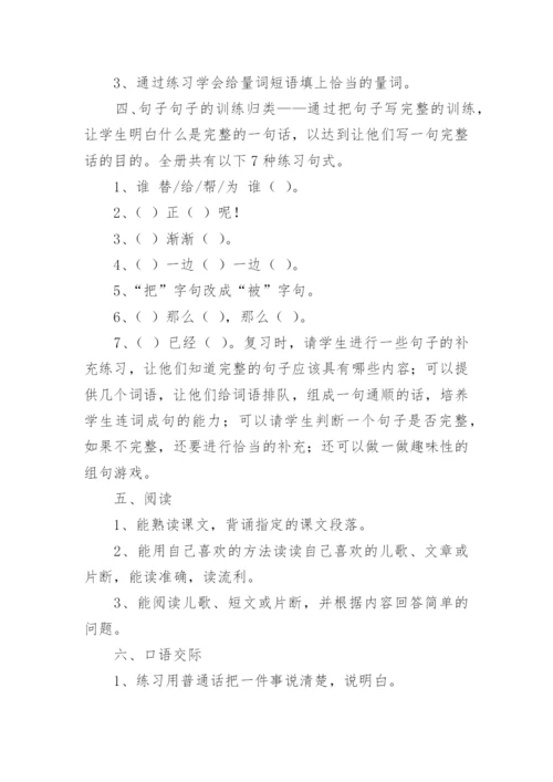 小学语文一年级下册语文复习计划.docx