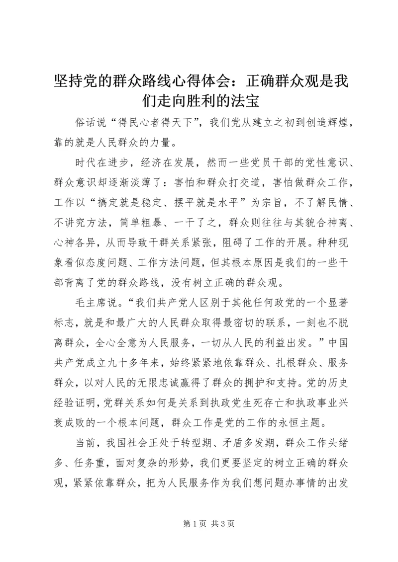 坚持党的群众路线心得体会：正确群众观是我们走向胜利的法宝.docx