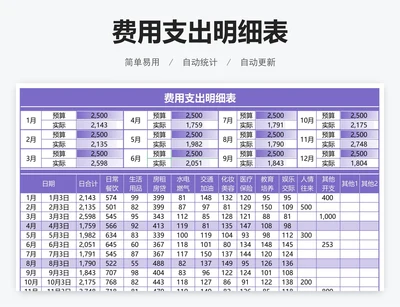 费用支出明细表