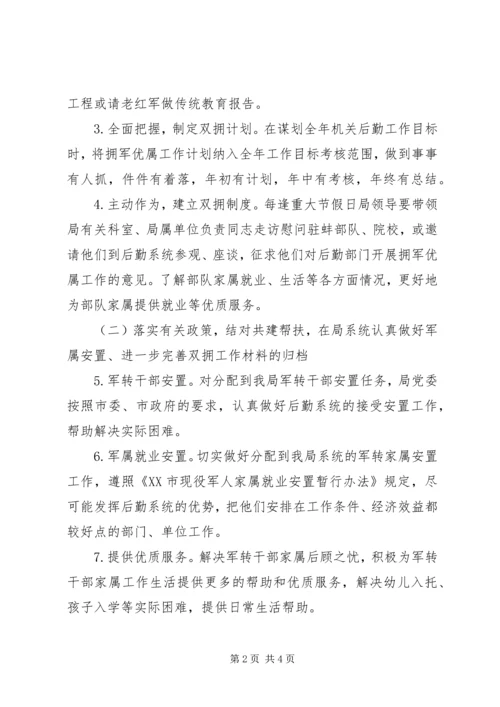 机关事务管理局双拥工作计划.docx