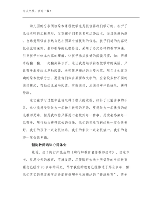 最新新岗教师培训心得体会优选例文26篇文档合集.docx