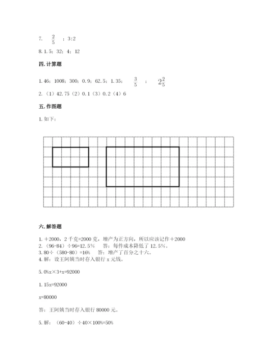 冀教版小学六年级下册数学期末综合素养测试卷附参考答案（能力提升）.docx