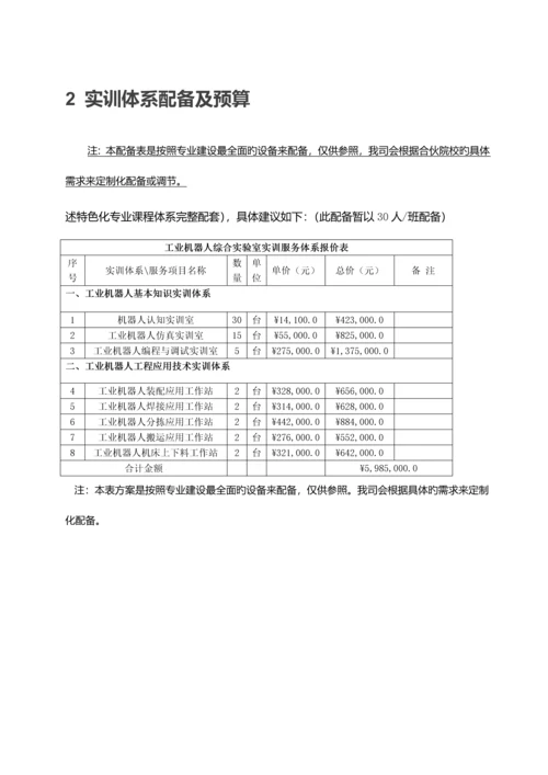 工业机器人专业实训室建设专题方案.docx