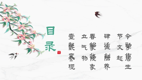 白色简约小清新传统二十四节气立春主题PPT模板