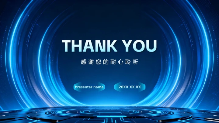 蓝色渐变科技风年终工作总结汇报PPT模板