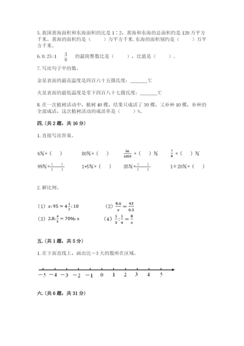 小学六年级数学毕业试题含答案（综合卷）.docx