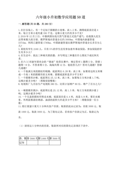 六年级小升初数学应用题50道及参考答案（黄金题型）.docx