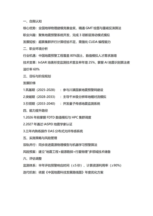 大学生职业生涯规划书(地球物理专业)