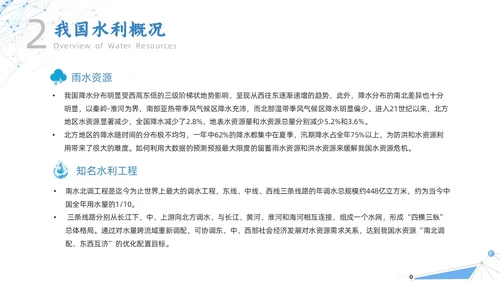 白色蓝色点线几何简约智慧水利动态PPT