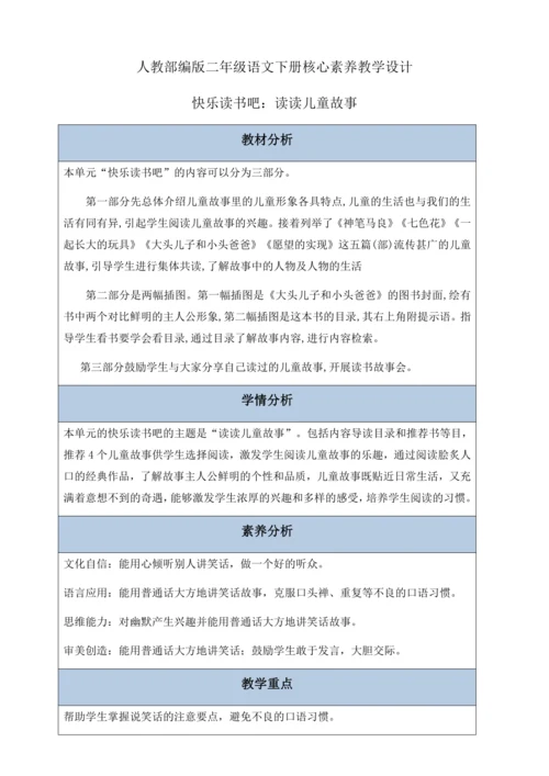 【核心素养】部编版语文二年级下册-快乐读书吧：读读儿童故事（教案含反思）