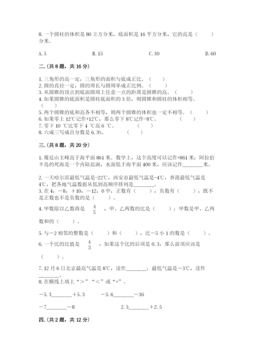 西师大版数学小升初模拟试卷（考点精练）.docx