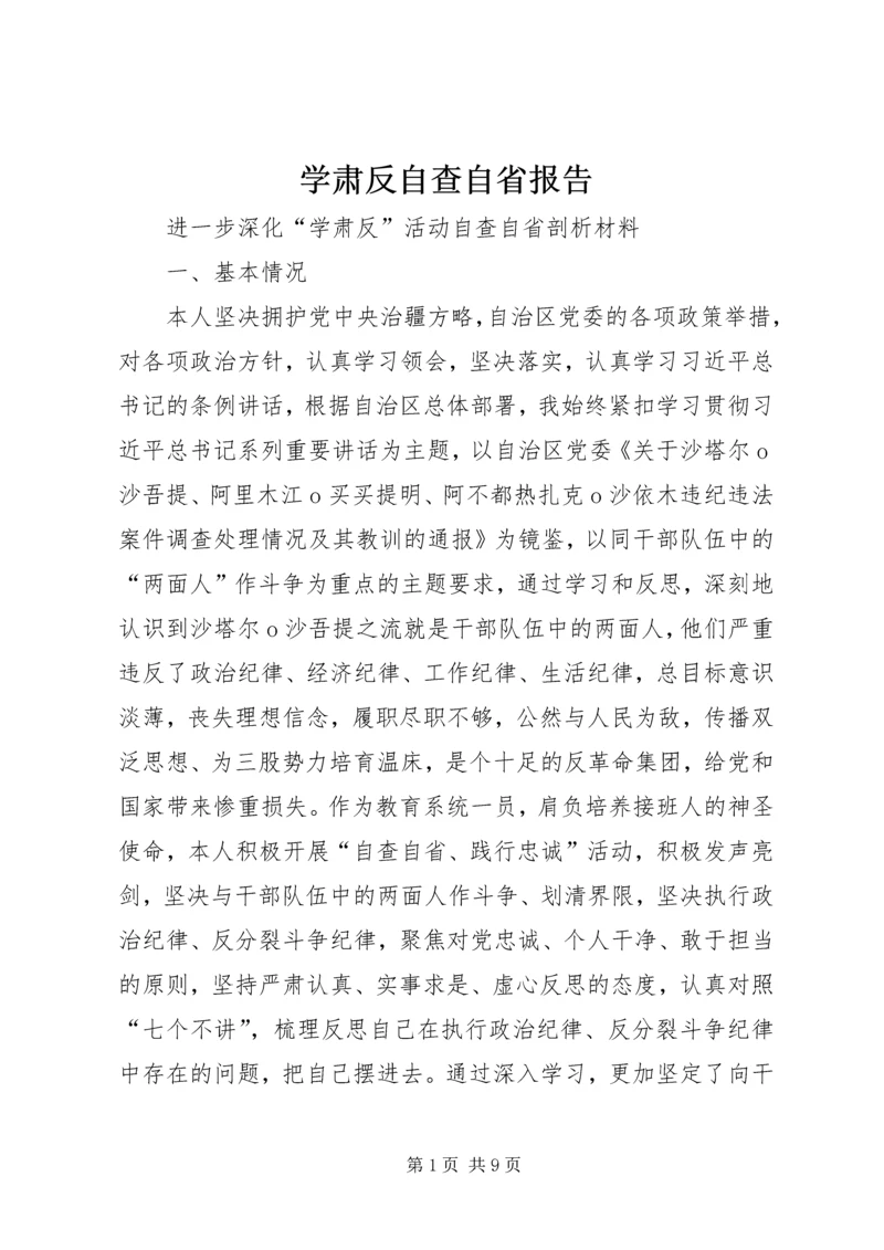 学肃反自查自省报告精选.docx