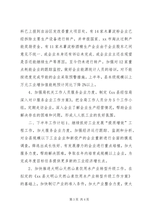 经信局上半年工业工作总结和下半年工作计划.docx