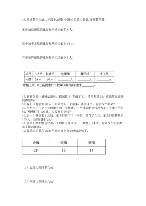 小学二年级上册数学应用题100道附完整答案【网校专用】.docx