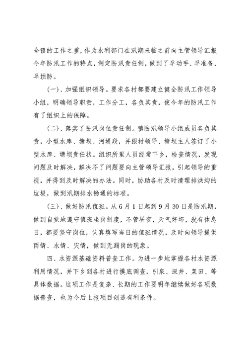 乡镇水利工作总结