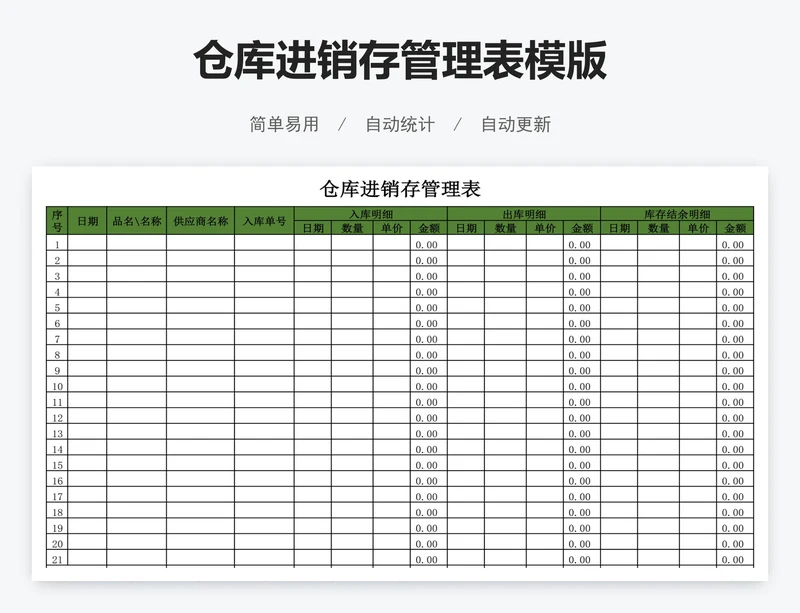 仓库进销存管理表模版