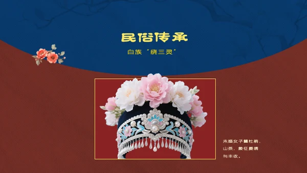 红蓝复古中国传统文化唐代簪花PPT模板