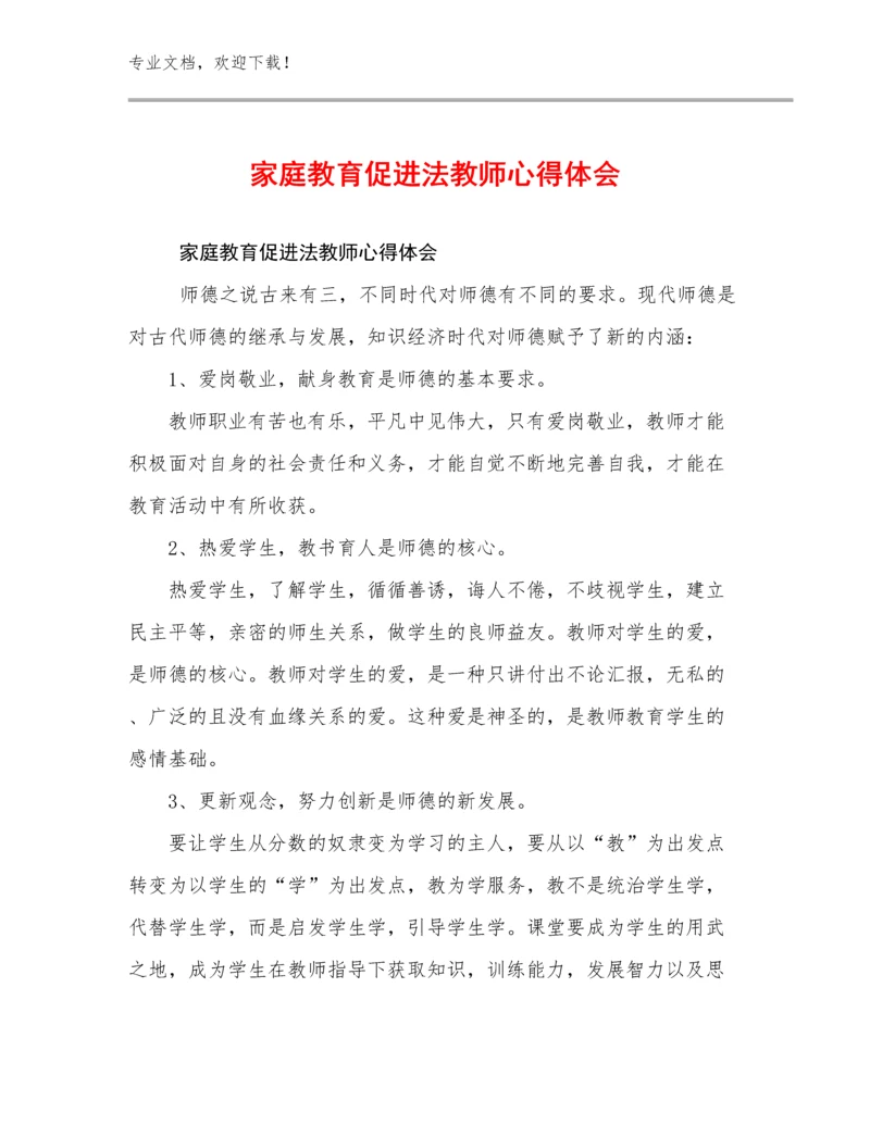 2024年家庭教育促进法教师心得体会优选例文23篇汇编.docx