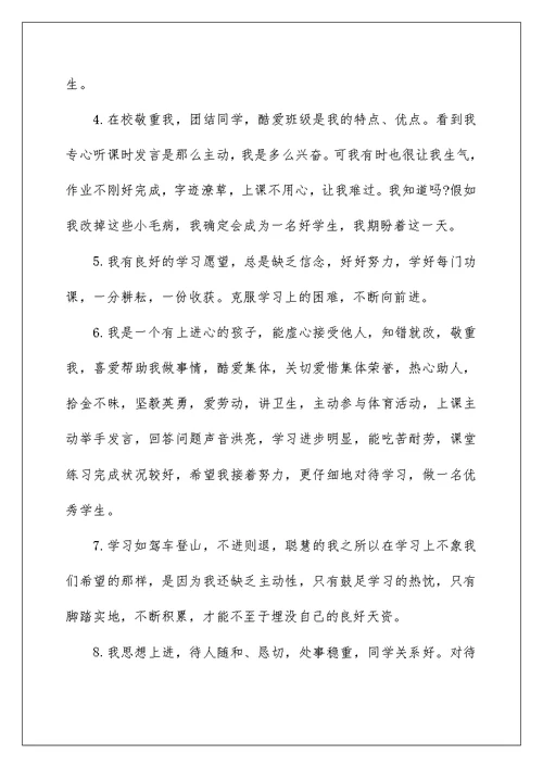 小学学业成就自我评价