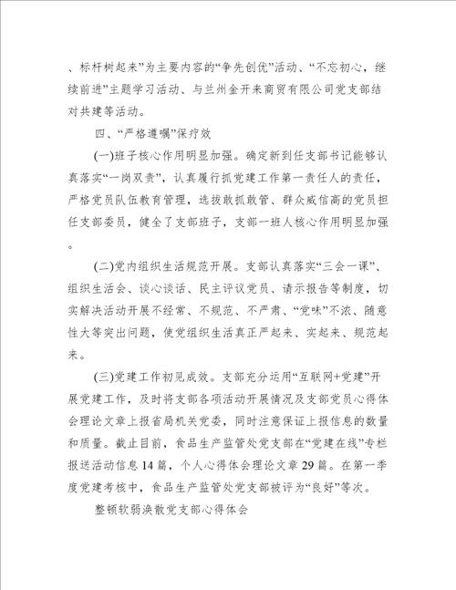 整顿软弱涣散党支部心得体会