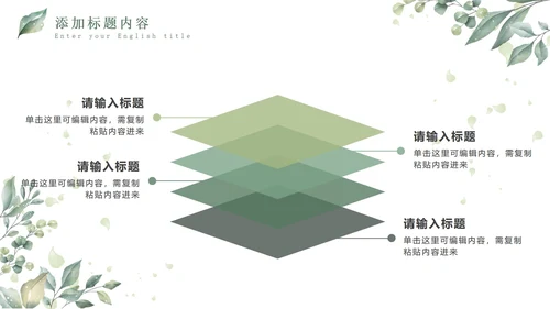绿色小清新晶莹叶子PPT模板