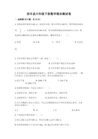 西丰县六年级下册数学期末测试卷精品附答案.docx