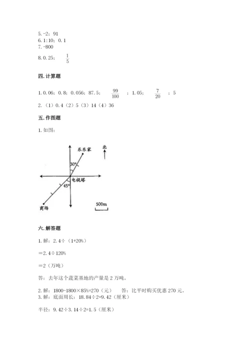 小学六年级下册数学期末卷含答案【基础题】.docx