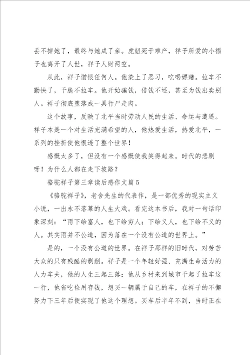 骆驼祥子第三章读后感作文9篇