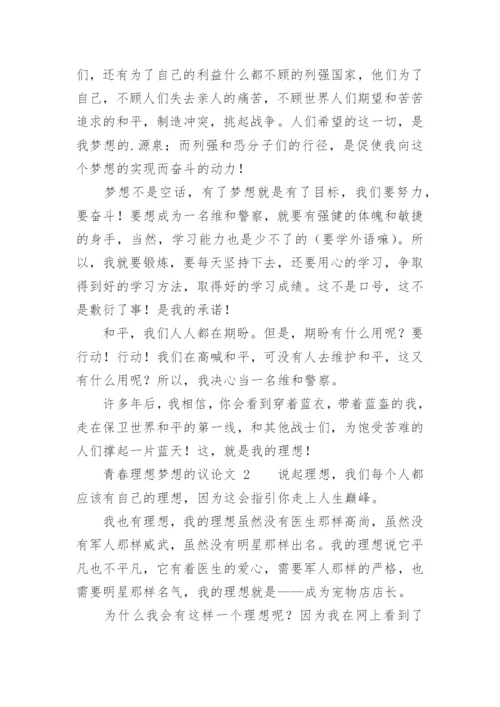 青春理想梦想的议论文.docx