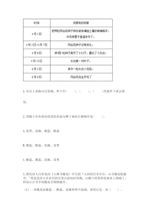 教科版科学四年级下册第一单元《植物的生长变化》测试卷及完整答案.docx