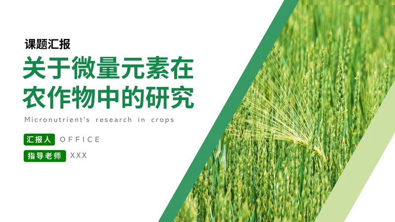 微量元素农作物课题研究汇报通用PPT模板