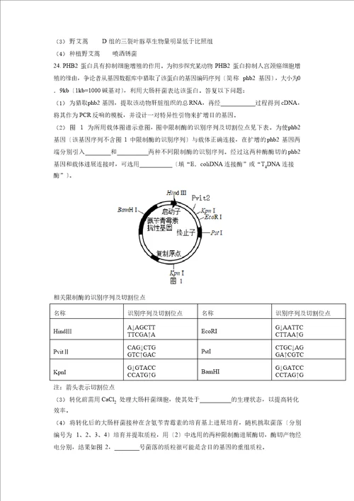 2023年辽宁高考生物试卷及答案